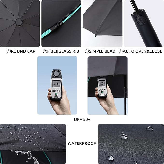 Folding Umbrella Anti-UV Compact Durable Folding Umbrella Auto Open Close - Image 8