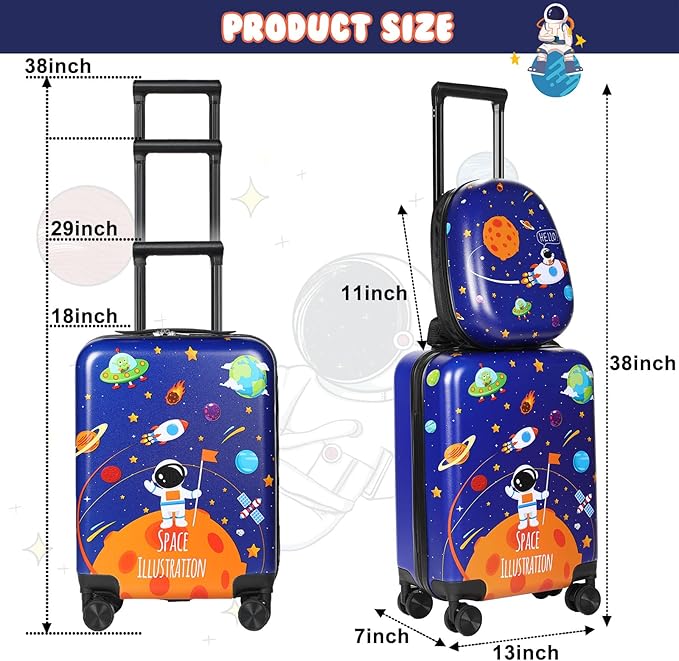 Weewooday Kids Luggage and Backpack 18" Suitcase - Image 3