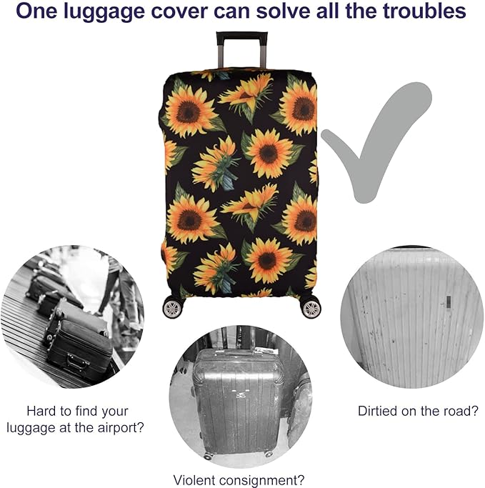 7-Mi Luggage Cover Thickened 19/22/26/30 Inch Suitcase Spandex Black Protector - Image 5