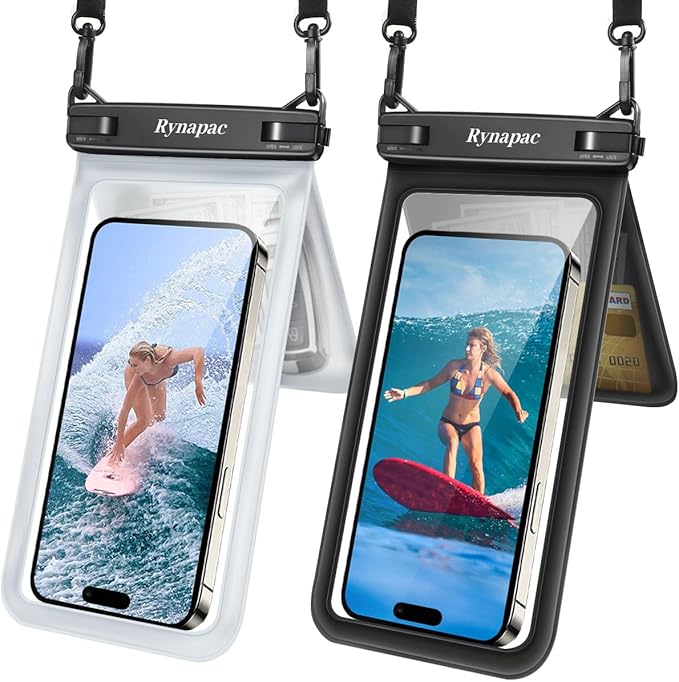 Double Space Waterproof Phone Pouch, 2 Pack Waterproof Phone Case by Rynapac
