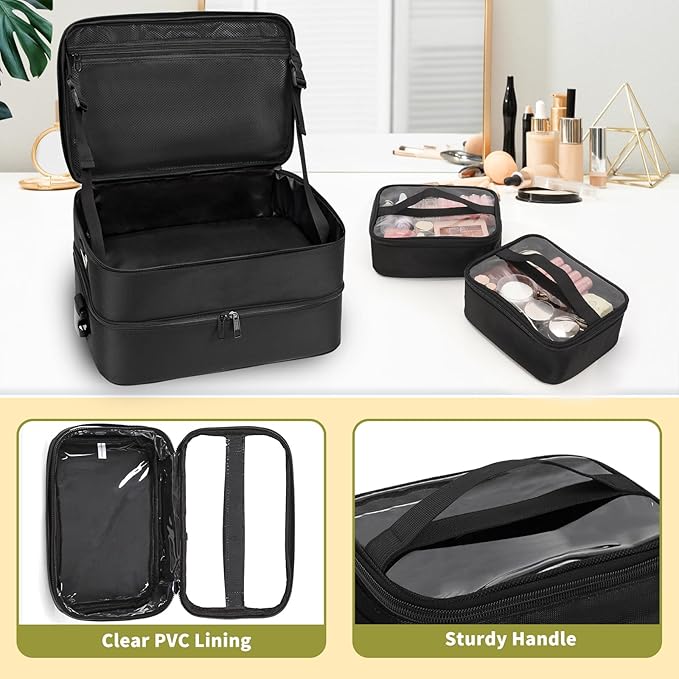 OCHEAL Hairstylist Traveling Case with a Large Makeup Travel Bag for Hairstylist, Hairdresser Bag with Detachable Pouch,360° Rotatable Wheelsfor Hairdressing Tool Organizer