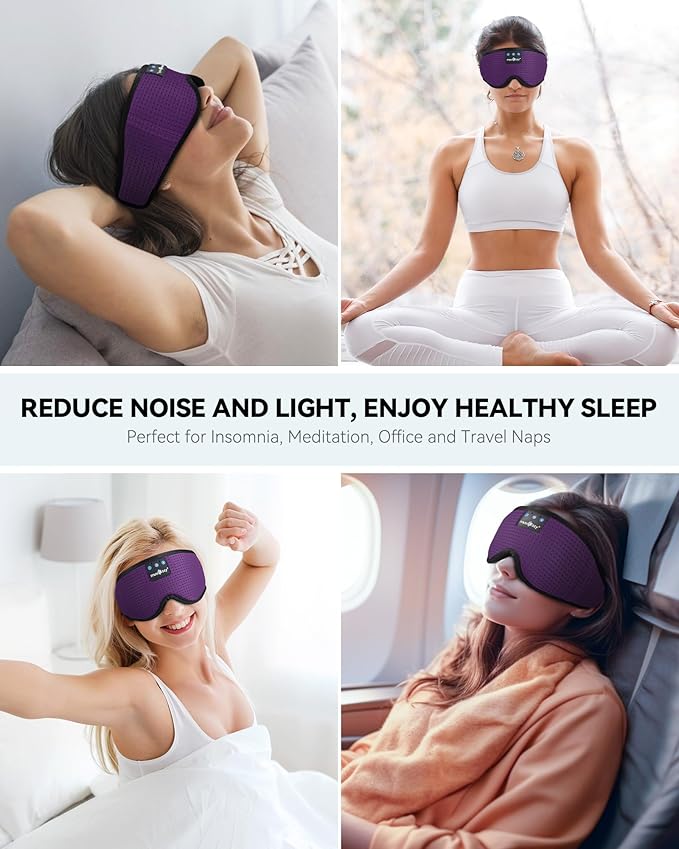 MUSICOZY Sleep Headphones Masks, Sleeping Masks Headphones Wireless Music Mask - Image 7
