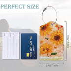 Sunflowers Luggage Tags Set of 2 Butterfly Retro Leather Suitcase Tags - Image 3