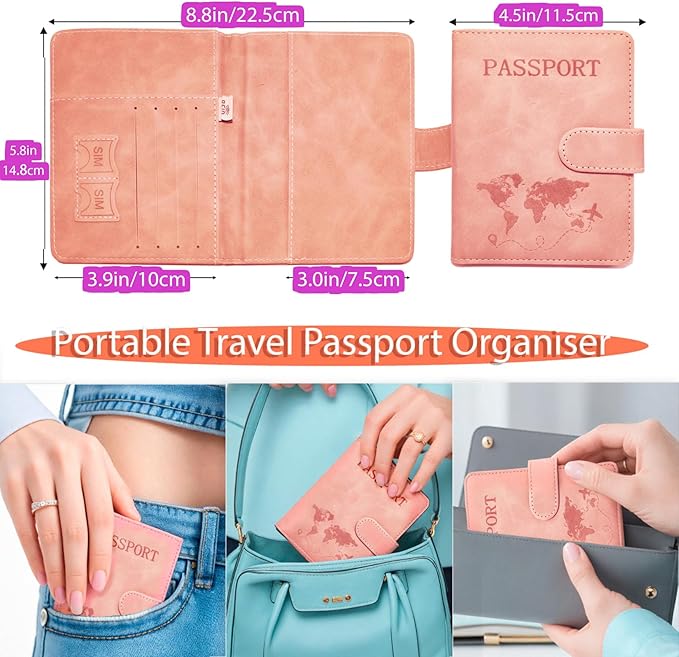 Passport Holder for Travel Essentials, 2 Pack Rfid Passport Cover for Women Men - Image 4