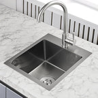 POPFLY Kitchen Sink, 15×17 Inch Drop In Black Small Kitchen Sinks, 18 Gauge - Image 2