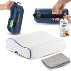 Travel & Camping Comfortable Memory Foam Pillow – Easy to Carry Portable Bag – by Alkamto