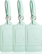 Teskyer Luggage Tags, 3 Pack Premium PU Leather Luggage Tags by TESKYER