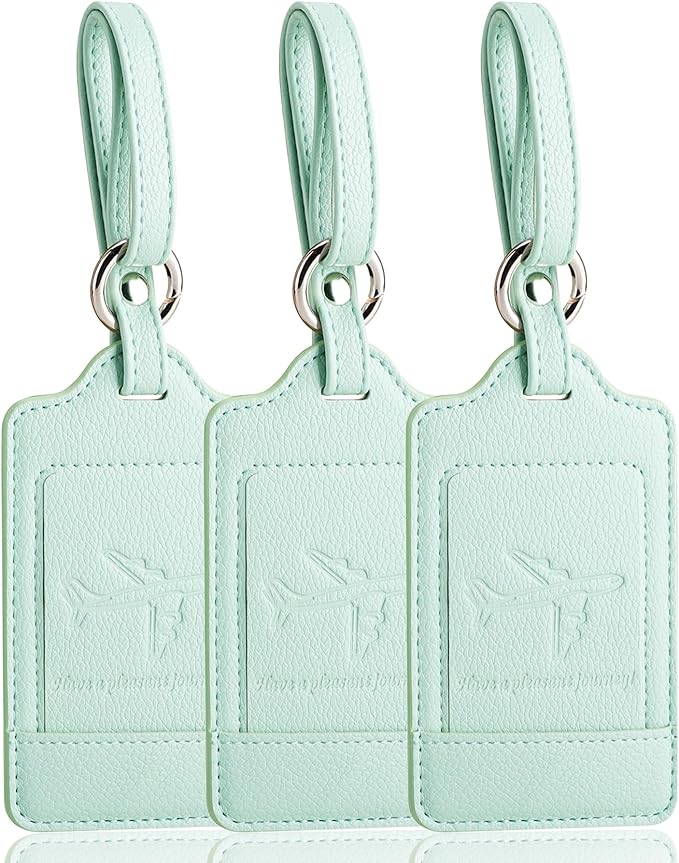 Teskyer Luggage Tags, 3 Pack Premium PU Leather Luggage Tags by TESKYER
