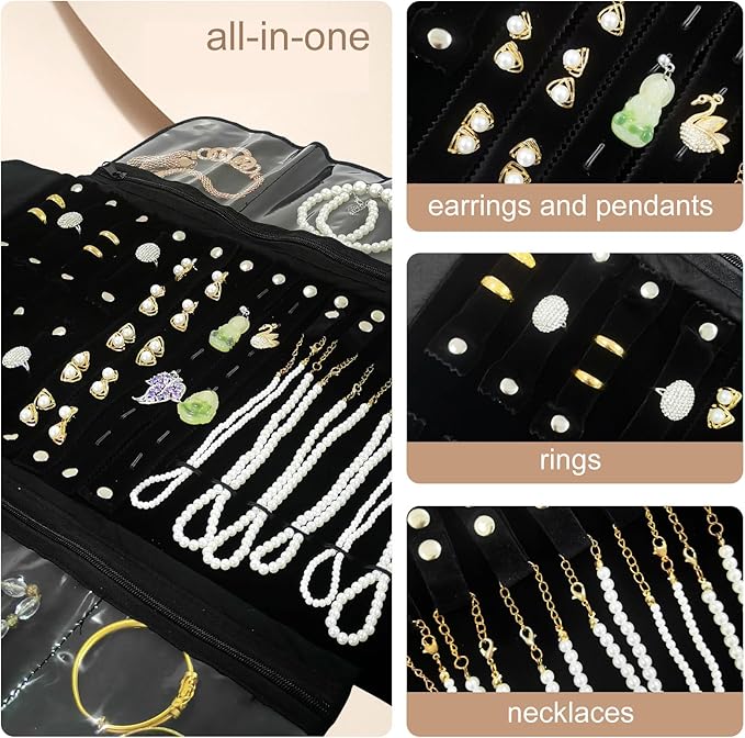 Velvet Travel Jewelry Case Roll Bag Organizer - Image 7