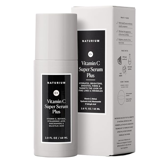 Naturium Vitamin C Super Serum Plus Jumbo, Smoothing Face Care, plus Retinol, Hyaluronic Acid, Niacinamide & Salicylic Acid, 2 oz