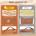 Makeup Case for Women,Travel Make Up Bag Organizer With Compartments and Handle,Portable Cosmetic Bags for Girl,Toiletry Bag for Women - Brown