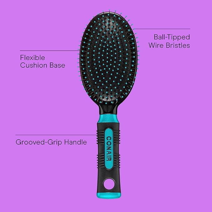 Conair Salon Results Hair Brush, Detangling Hair Brush for Men and Women, For All Hair Types, Metal Bristles and Cushion Base