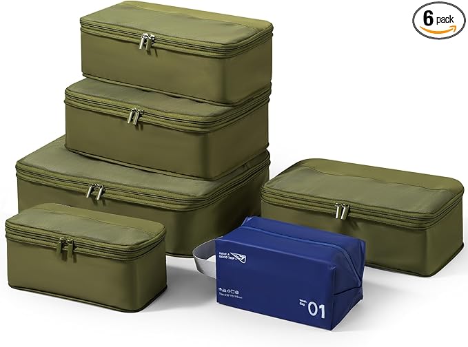 Compression Travel Packing Cubes, 6 Set Expandable Luggage Organizer Bags by SOARSAIL