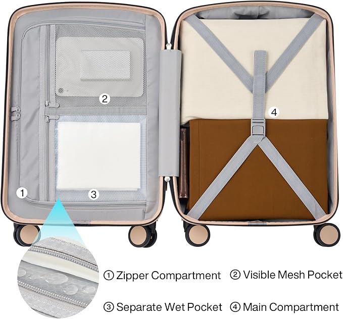 Hanke Hard Shell Luggage Sets 2 Pieces, Carry On and Checked Luggage Sets - Image 6