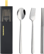 DEVICO Travel Utensils with Case, 18/8 Stainless Steel Reusable Silverware Set by DEVICO