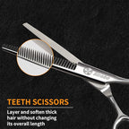 Hair Cutting Scissors Thinning Shears Kit, 6.5 inch Professional Haircut Scissors for Beard Trimming Shaping with Comb Case, Hairdressing Shears Set