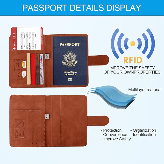 Passport Holders, RFID Blocking Credit Card Holder, PU Leather Passport Holders - Image 3