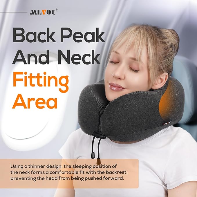 MLVOC Travel Pillow 100% Pure Memory Foam Neck Pillow, Comfortable & Breathable - Image 4