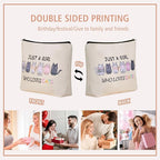 Cat Makeup Bag For Cat Lover Christmas Gift: Cute Cosmetic Bag & Toiletry Pouch Just A Girl Who Love Cats Themd For Mom, Daughters, Friends,Teen Girl & Women.Ideal Gifts For Travel, Birthdays.