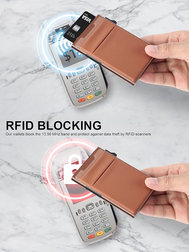 Slim Wallet for Men and Women, Pop Up Credit Card Wallet Metal Minimalist Cards - Image 3
