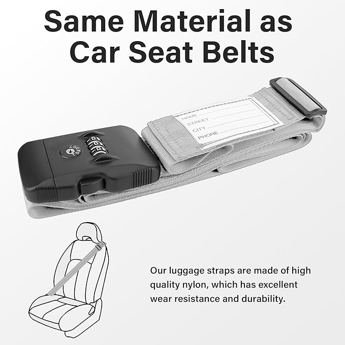 Luggage Straps, 2 Pack Adjustable Heavy Duty Cross Suitcase Straps - Image 4