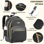 Small Rolling Backpack for Women, Lightweight Travel Backpack - Image 4