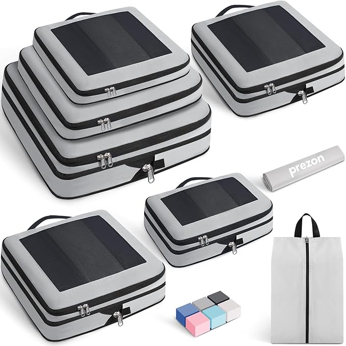 8 Set/6 Set/4 Set Compression Packing Cubes by PREZON