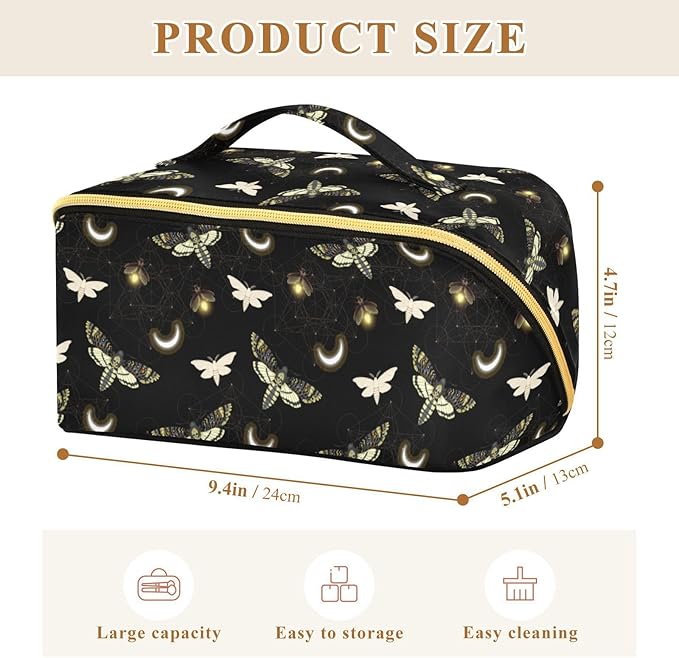 Makeup Organizer Bag, Death Moth Butterfly Travel Makeup Bags Makeup Vanity Case Large Capacity Rhombus Cosmetic Toiletry Bag for Girl Women Ladies