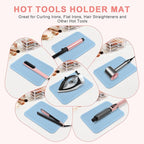Oversize Silicone Heat Resistant Mat, Professional Hot Hair Tools Mat for Curling Iron, Flat Iron, Hair Straightener, Portable Hot Pad Cover with Velcro for Travel Home Salon(14.2" x 11.0")