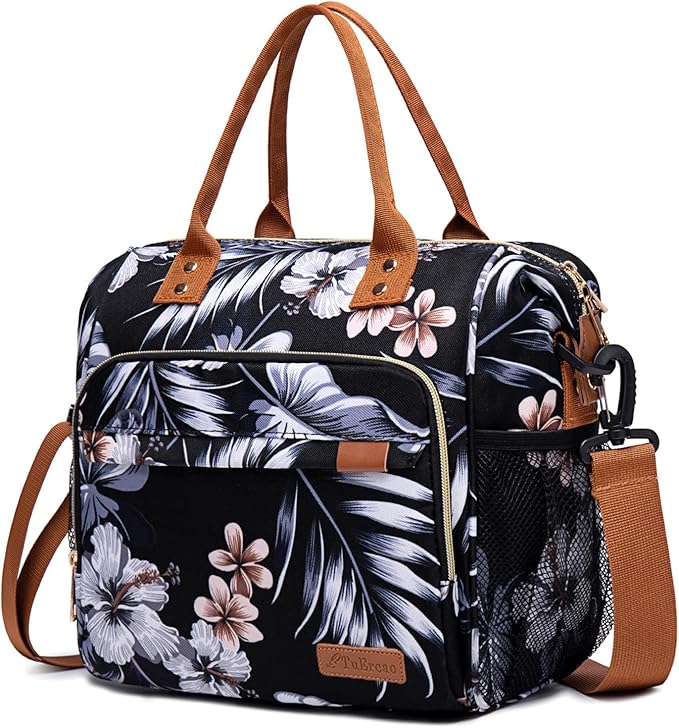 Hibiscus Lunch Box for Women Adult Insulated Lunch Bag Ladies Lunch Tote Bag by TuErcao