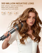 Hair Dryer Brush, webeauty 5 in 1 Professional Hot Air Styling, High-Speed Negative Ionic Hair Dryer Fast Drying, Multi Hair Styler with Air Curling Iron, Volumizing, with Carrying Case (Grey Gold)