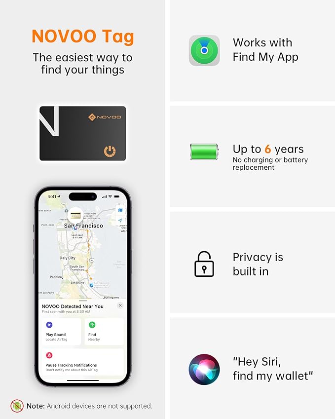 NOVOO Air Locator Tag Wallet Tracker Card - Image 9