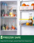 Lerine 20 Pack Reusable Freezer Bags Dishwasher Microwave Safe, Stand Up - Image 3