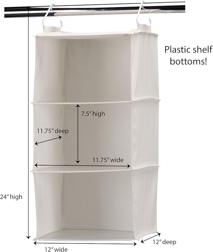 Household Essentials 311342 Hanging Closet Organizer | 3 Pocket Shelves | - Image 3