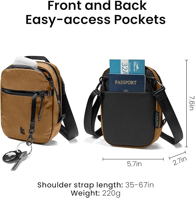 tomtoc Aviator-T37 X-Pac Travel Crossbody RFID Blocking Bag, Holds 4-6 Passports - Image 6