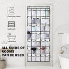 35Large Pockets Over The Door Shoe Organizer, Mesh Pockets Shoe Holder Rack - Image 6