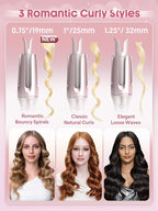 SHEGLAM Pink Curling Iron Automatic Gift for Woman (Pink, 1.25 inch) Cupid's Charm One-Touch Instant Curler