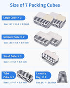 Narwey 7 Set Checkered Packing Cubes - Image 3