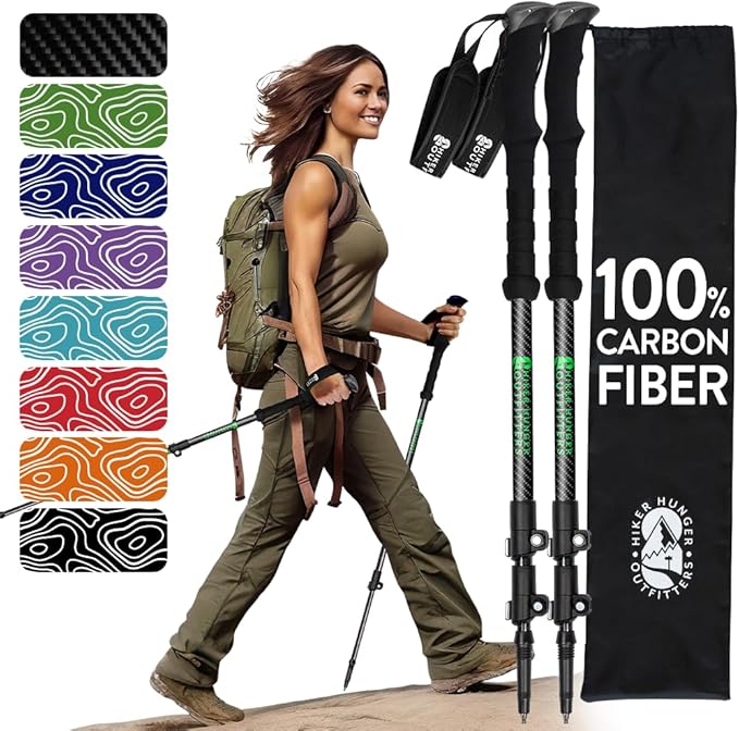 100% Carbon Fiber Trekking Poles by USA Brand by HikerHungerOutfitters