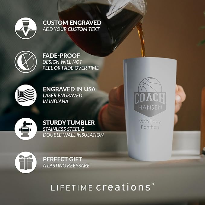 Lifetime Creations Personalized Basketball Coach Tumbler: Custom Basketball - Image 2