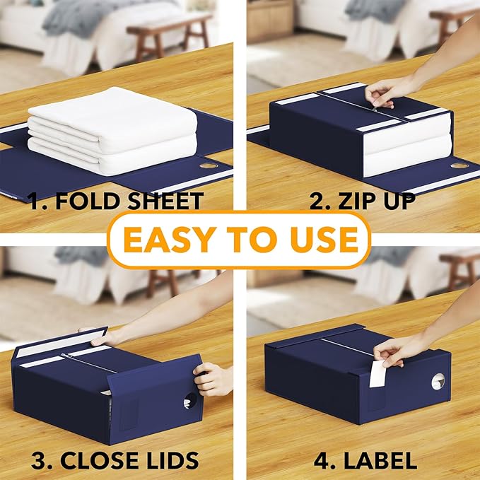 SpaceAid 12 Pack Bed Sheet Organizers and Storage, Foldable Linen Closet - Image 3