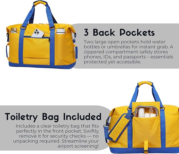 SUNNY BIRD Duffel with Utility Pouch, 40L Weekender Overnight Bag with Shoe - Image 8