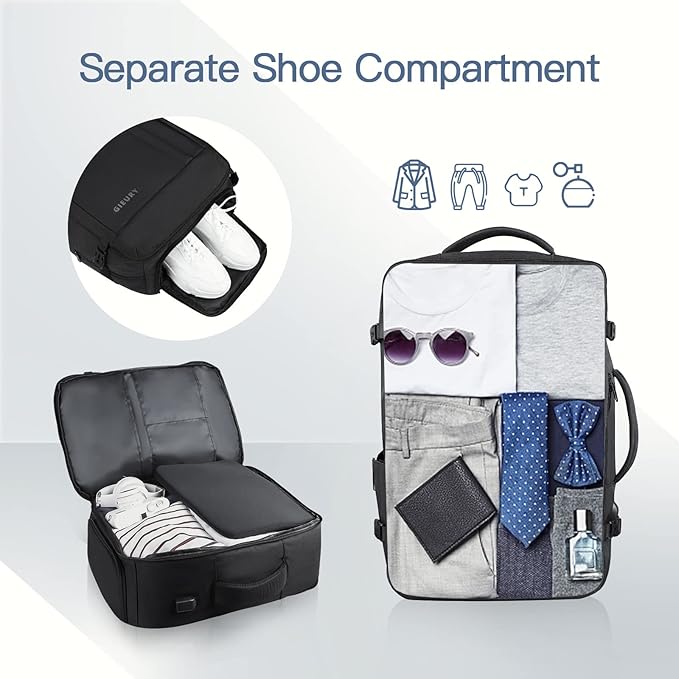 Carry On Backpack, 50L Travel Backpack, Luggage Backpack TSA Flight Approved - Image 2