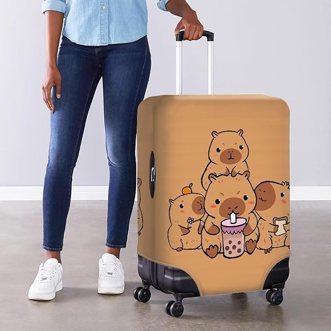 Milk Tea Capybara Luggage Cover Fit 26-29 Inch Universal Thickness Suitcase - Image 4