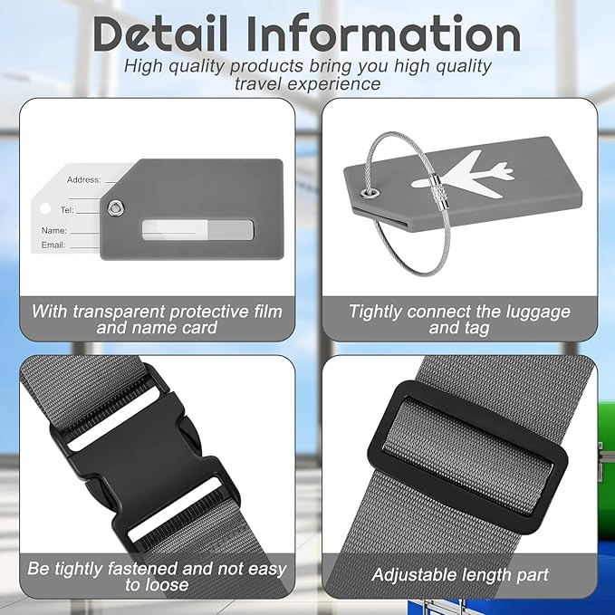 Weewooday 8 Pcs Luggage Straps Suitcase Tags Set - Image 3