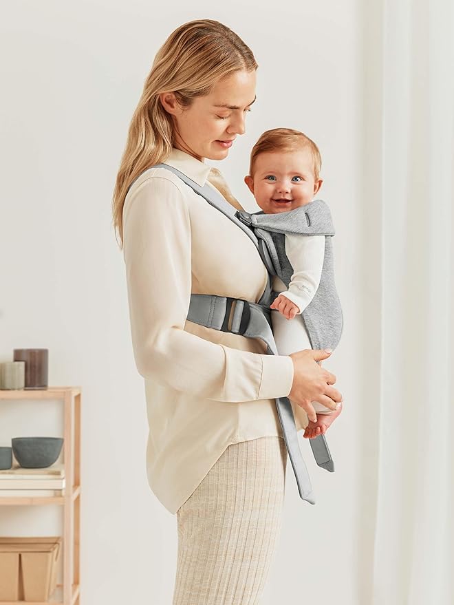 BabyBjörn Baby Carrier Mini, Light Gray, 3D Jersey | Infant Carrier, Easy-to-Use - Image 2