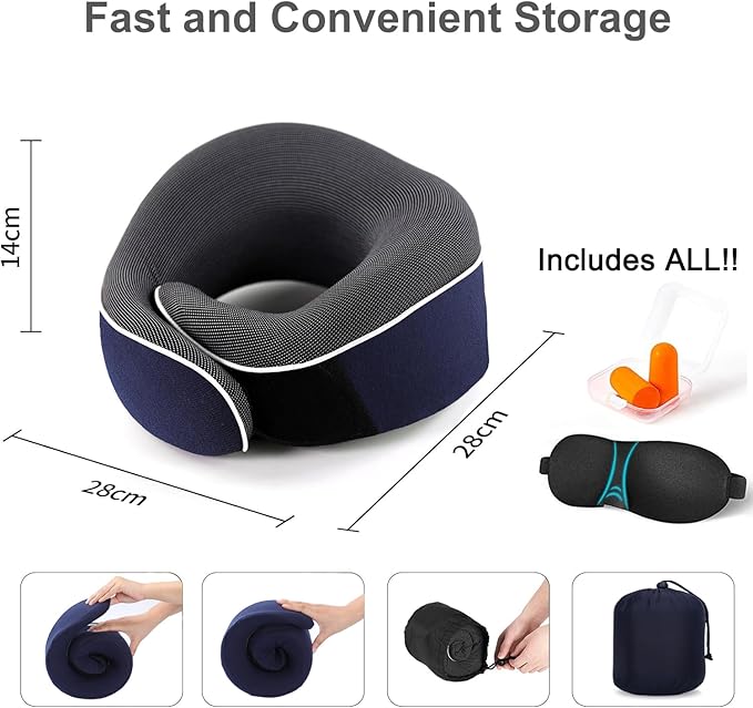 Travel Neck Pillow, Best Memory Foam Airplane Pillow - Image 4