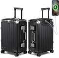 Krute Aluminum Frame Carry On Luggage 20 Inch Zipperless Luggages USB Charger by Krute