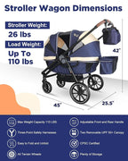 Tandem Wagon Stroller–All-Terrain 2-in-1 Push&Pull Design, Double Seat - Image 2
