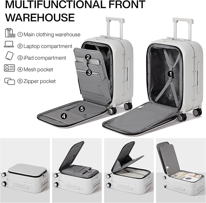 mixi Carry On Luggage, Travel Rolling Luggage Aluminum Frame PC Hardside - Image 4